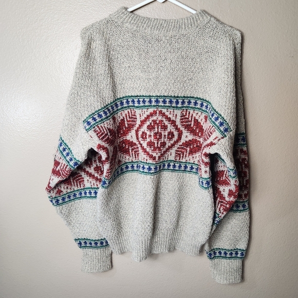 VTG American Eagle  Mens |L| Wool Blend Fair Isle Nordic Knit Crew Neck Sweater - Picture 5 of 7